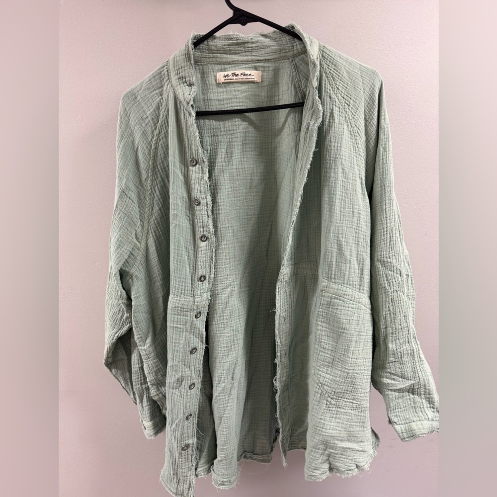 We The Free Green Button Up Top
